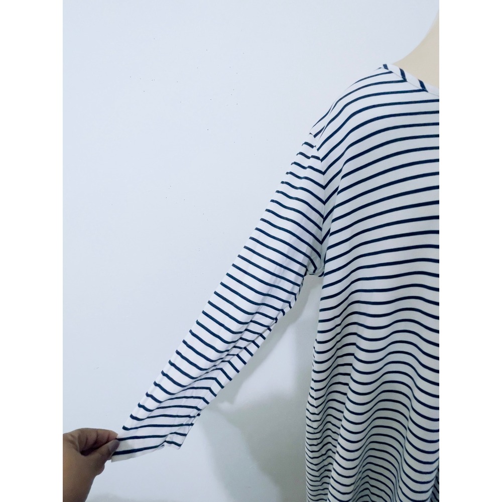 Lands' End Womens Striped Dress 2X Blue White  Midi Nautical Coastal Preppy - Picture 3 of 7